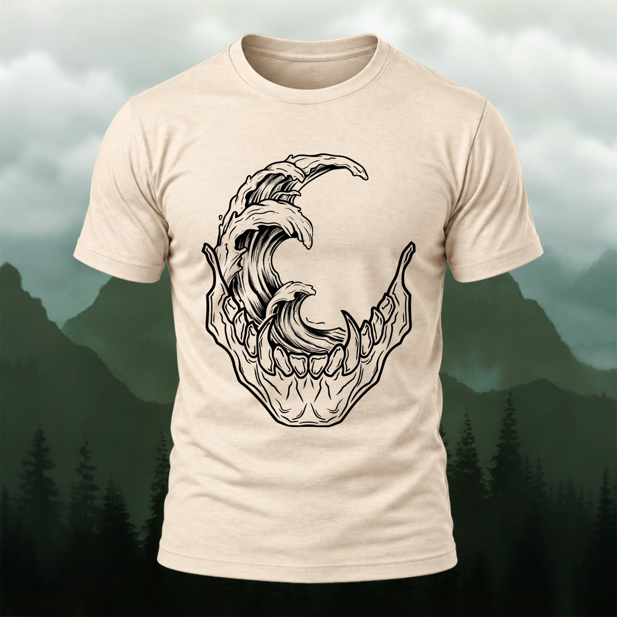 Abstract Skeleton Wave Premium Cotton T-Shirt