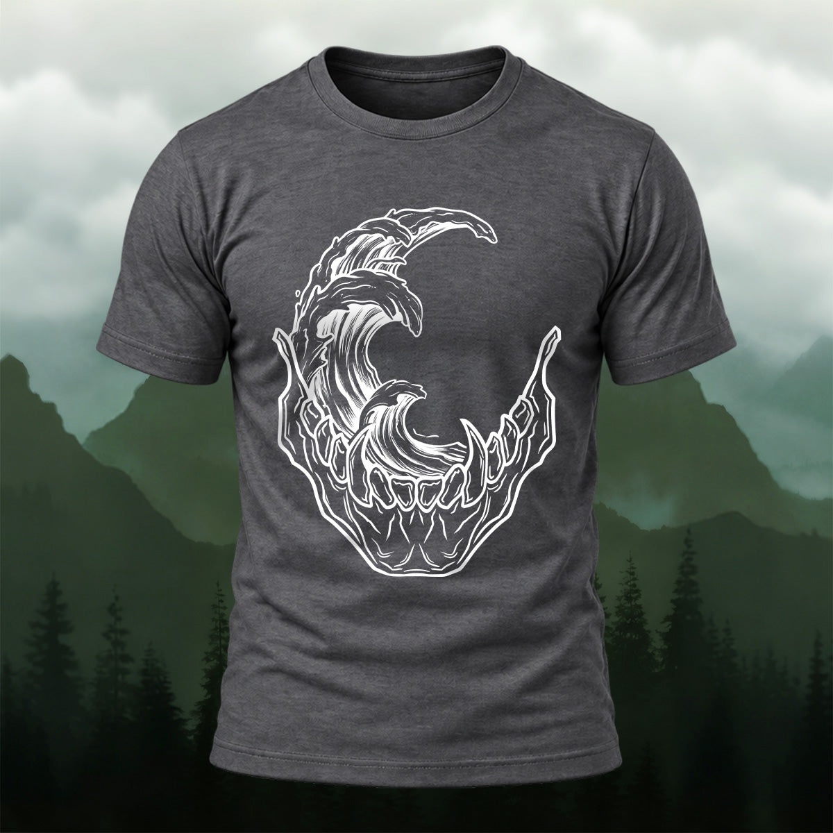 Abstract Skeleton Wave Premium Cotton T-Shirt