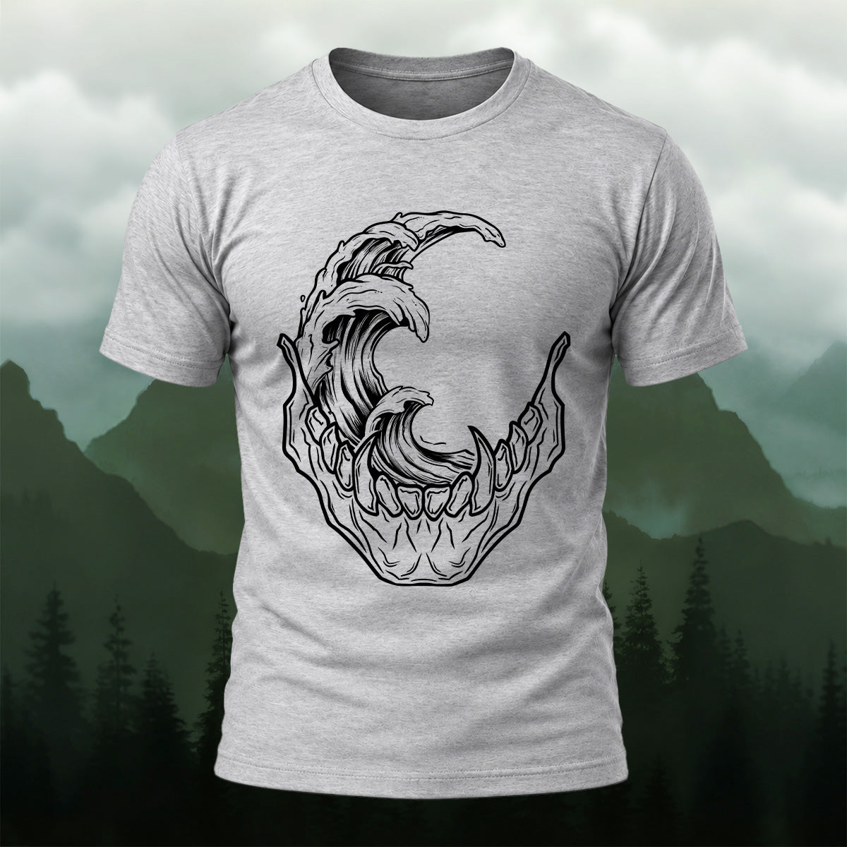 Abstract Skeleton Wave Premium Cotton T-Shirt
