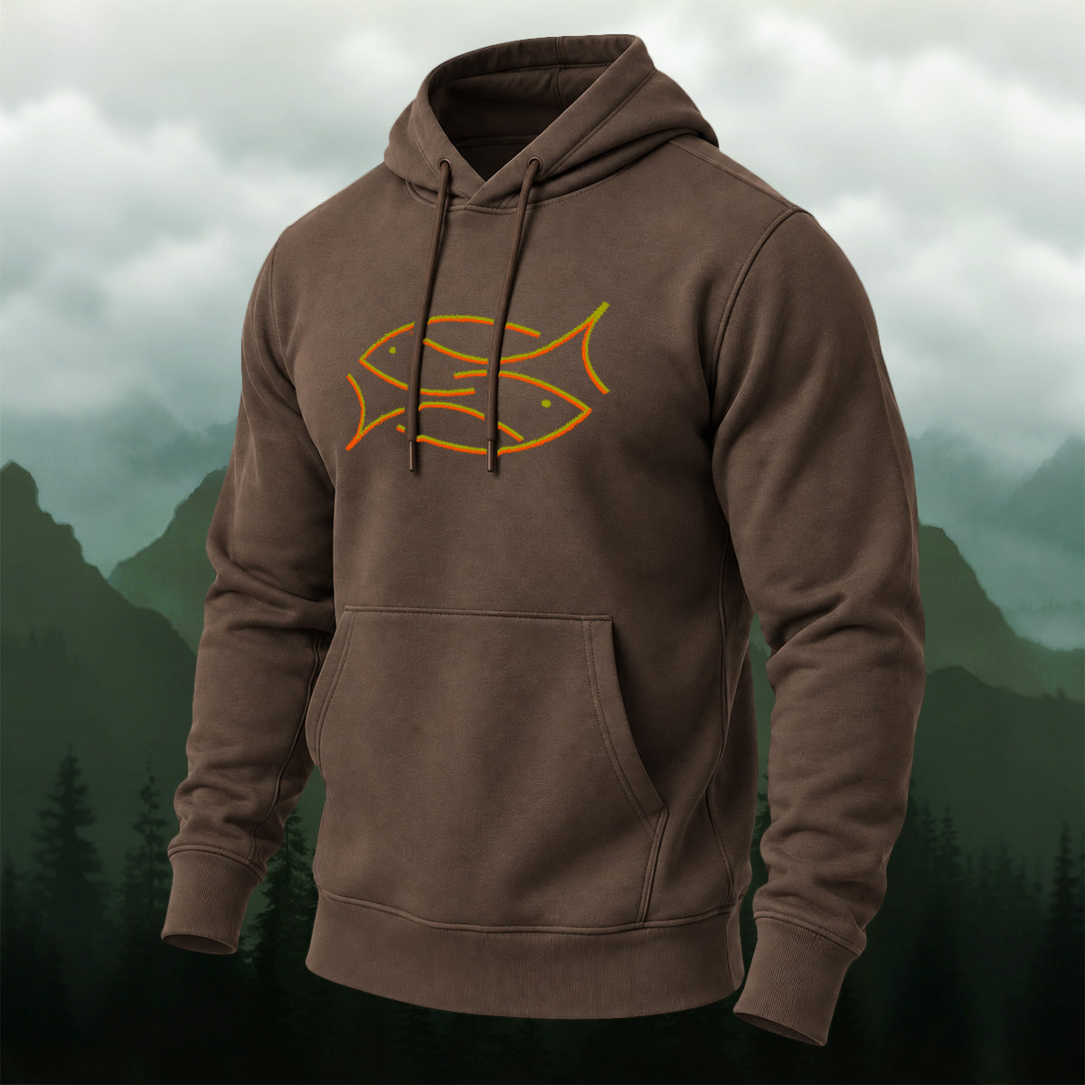Cotton Made Artistic Coastal Fish Hoodie