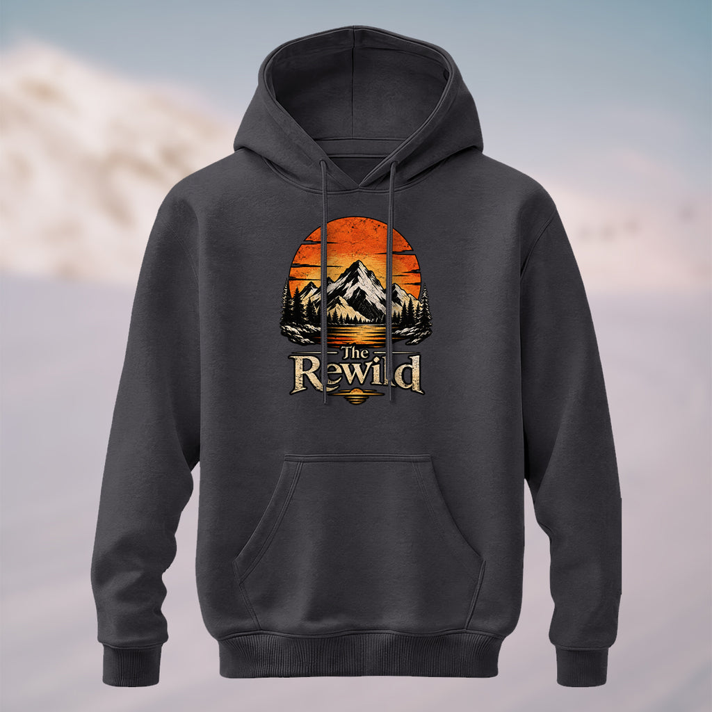 Cotton Made Vintage Mountain Sunset Hoodie Charcoal