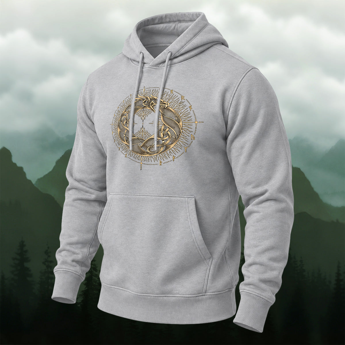Cotton Made Mystical Viking Dragon Hoodie
