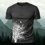 Dead Tree Silhouette Printed Casual 100% Cotton T-Shirt