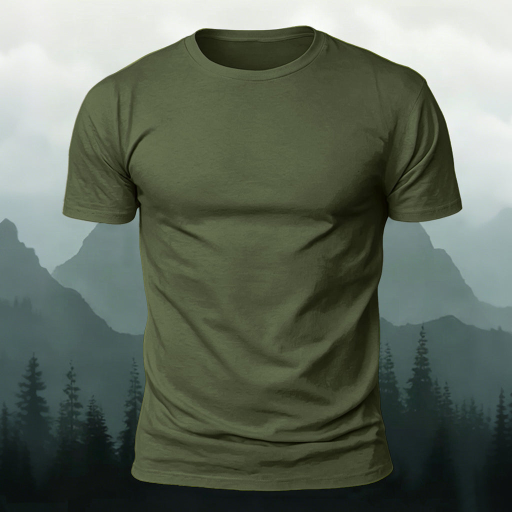 Custom Print Solid Color Short Sleeve Cotton T-shirt