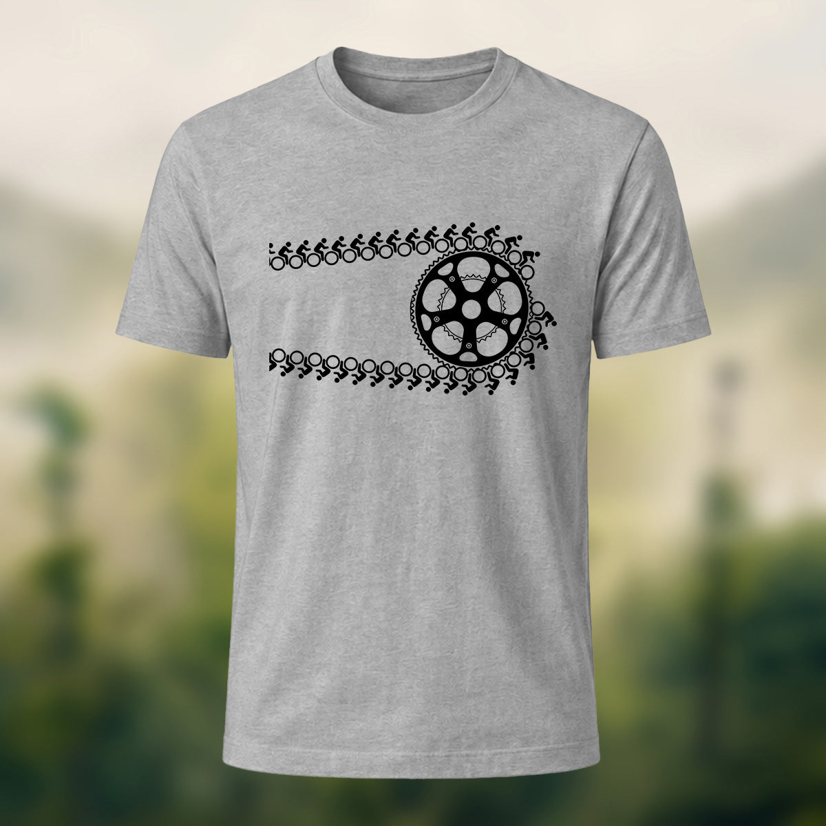 Creative Bike Chain Pattern Combed Cotton T-Shirt