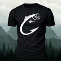 Creative Bass Fish Hook Pattern Combed Cotton T-Shirt