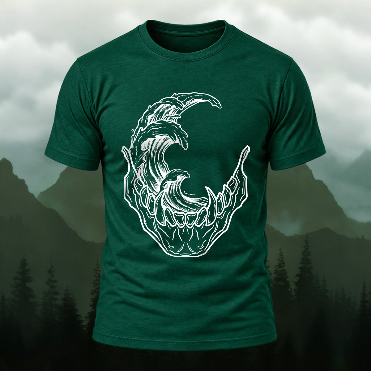 Abstract Skeleton Wave Premium Cotton T-Shirt