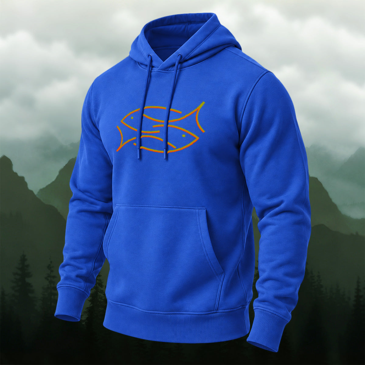 Cotton Made Artistic Coastal Fish Hoodie