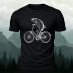 Fun Fish Riding Bicycle Print Soft Cotton T-shirt