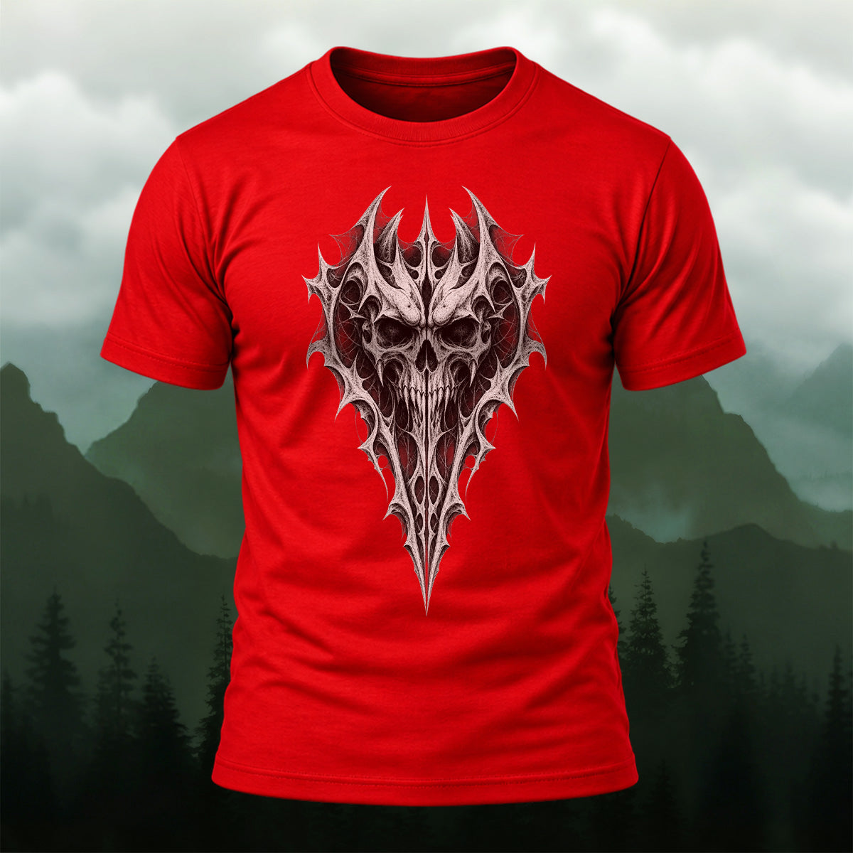 Gothic Spiked Skull Premium Cotton T-Shirt