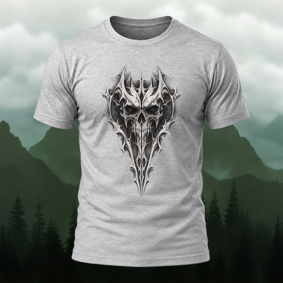 Gothic Spiked Skull Premium Cotton T-Shirt