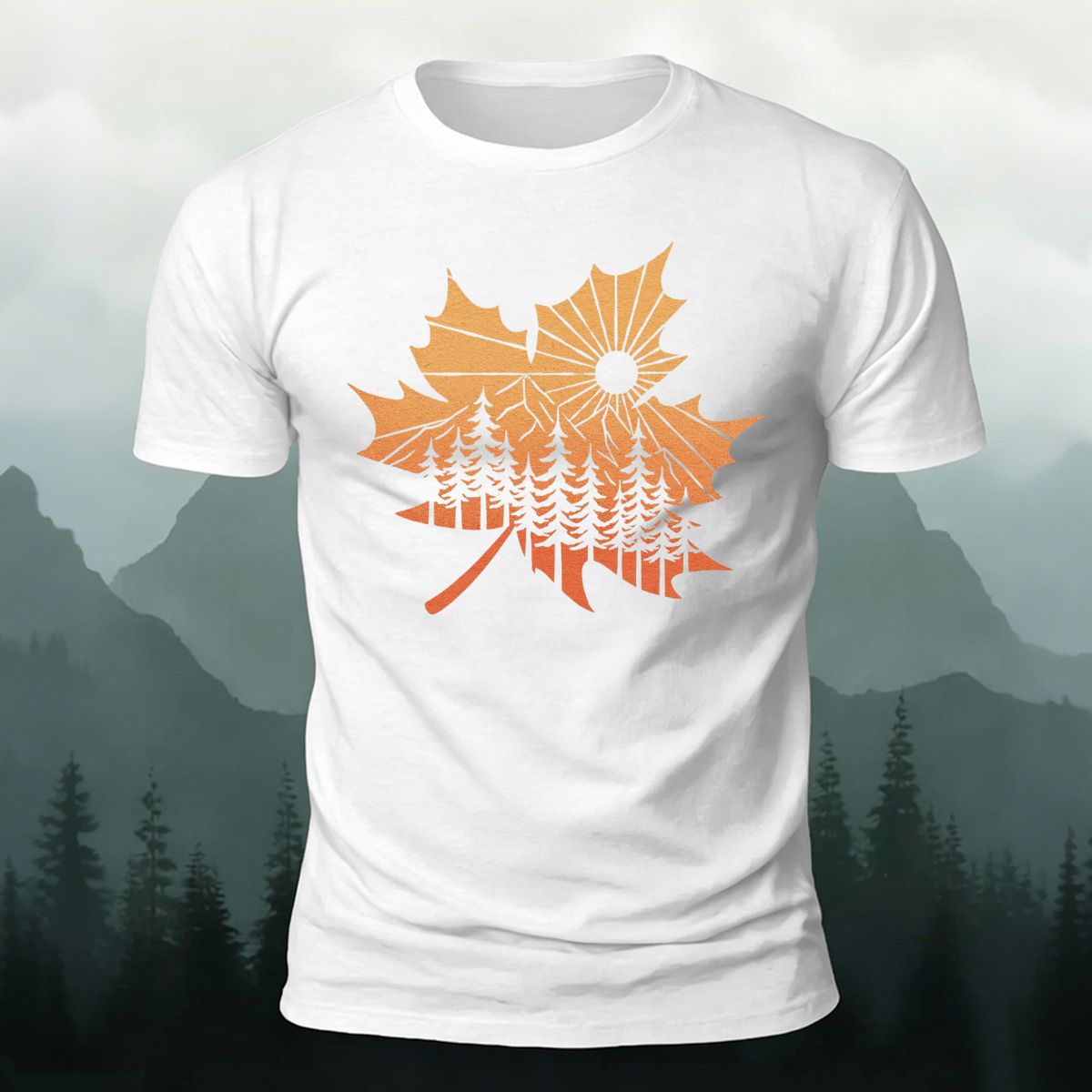 Maple Leaf Pattern Premium Cotton T-Shirt
