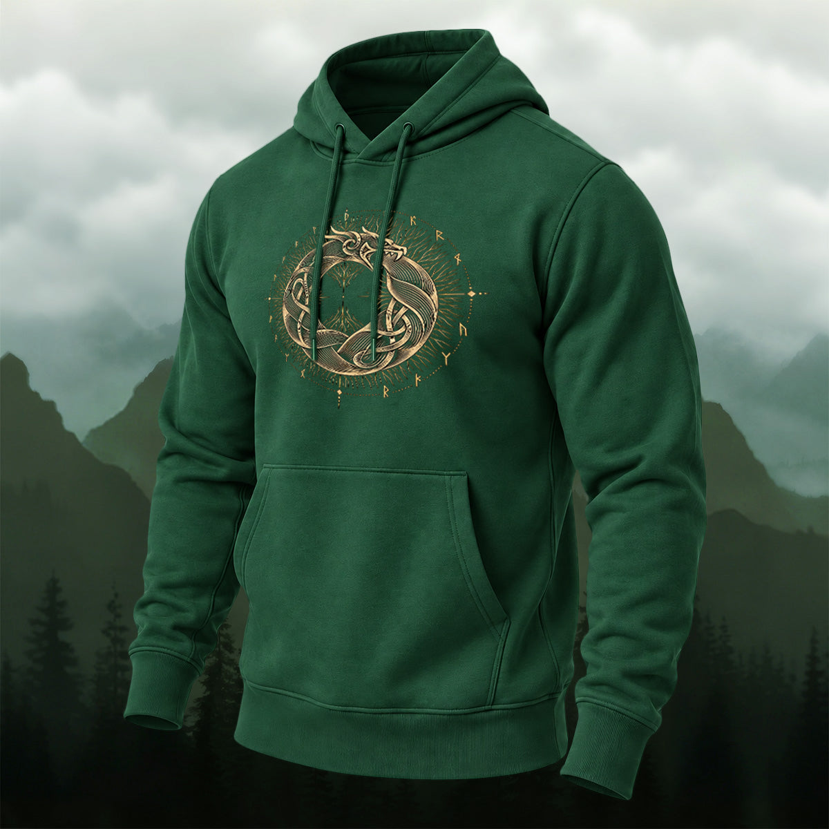 Cotton Made Mystical Viking Dragon Hoodie