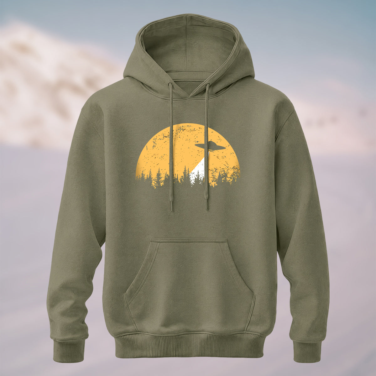 Cotton Made Alien Spaceship Print Hoodie