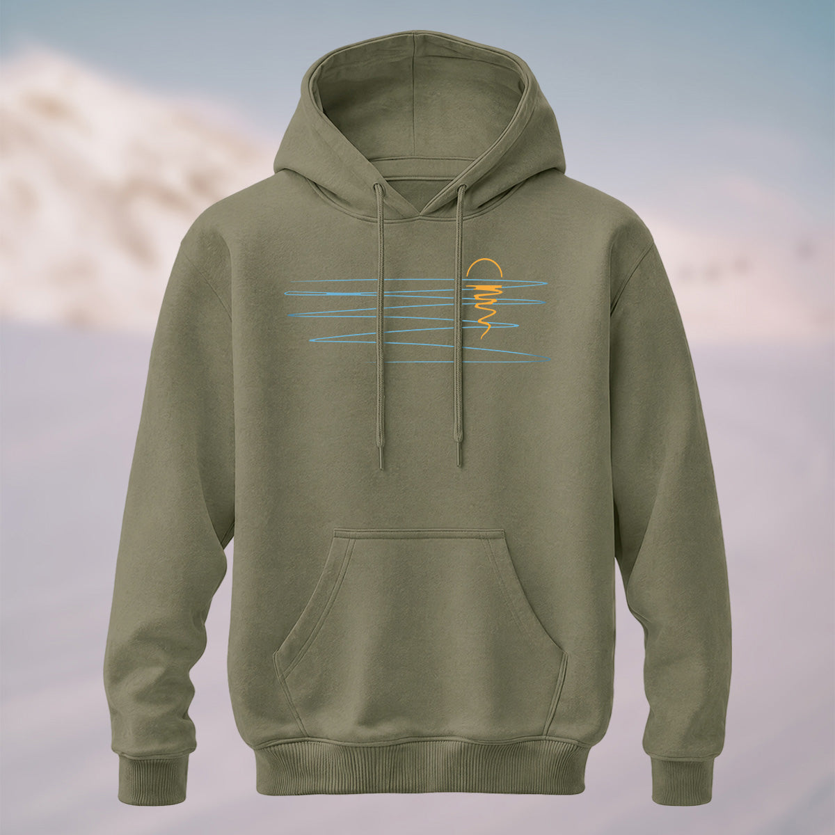 Cotton Made Minimalist Abstract Line Print Hoodie