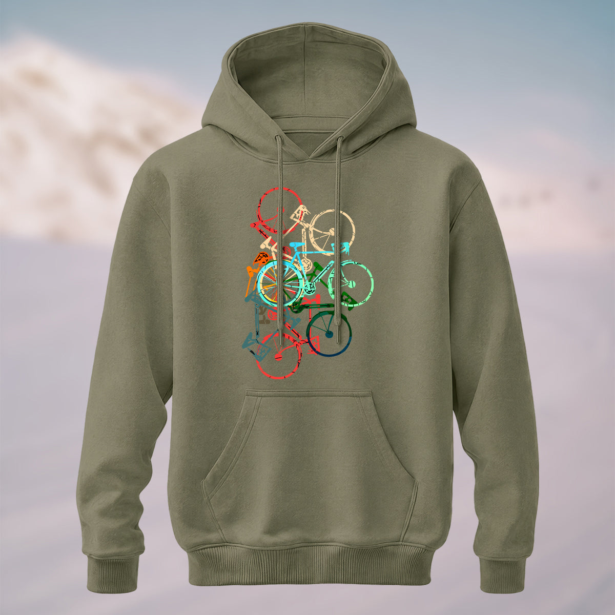 Cotton Made Colorful Bicycle Print Hoodie