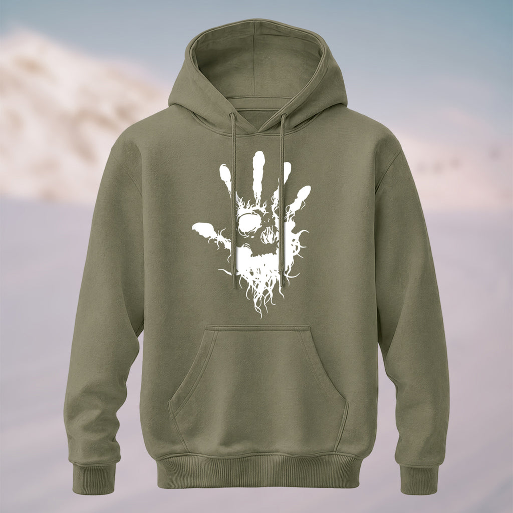 Cotton Made Dark Palm Skeleton Print Hoodie