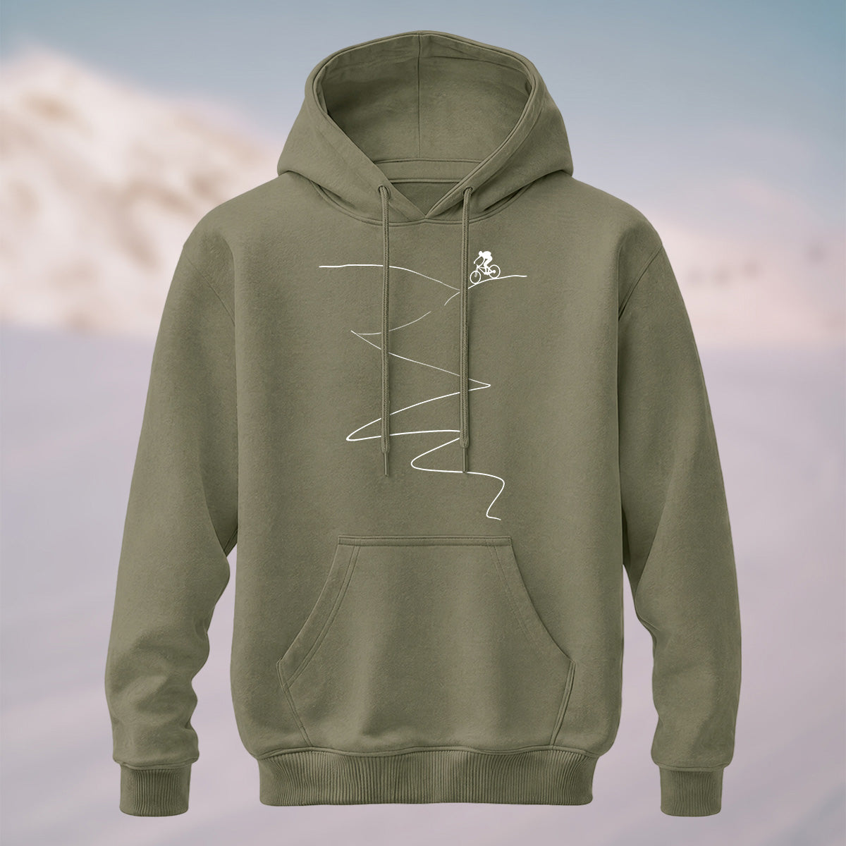 Cotton Made Minimalist Style Cycling Print Hoodie