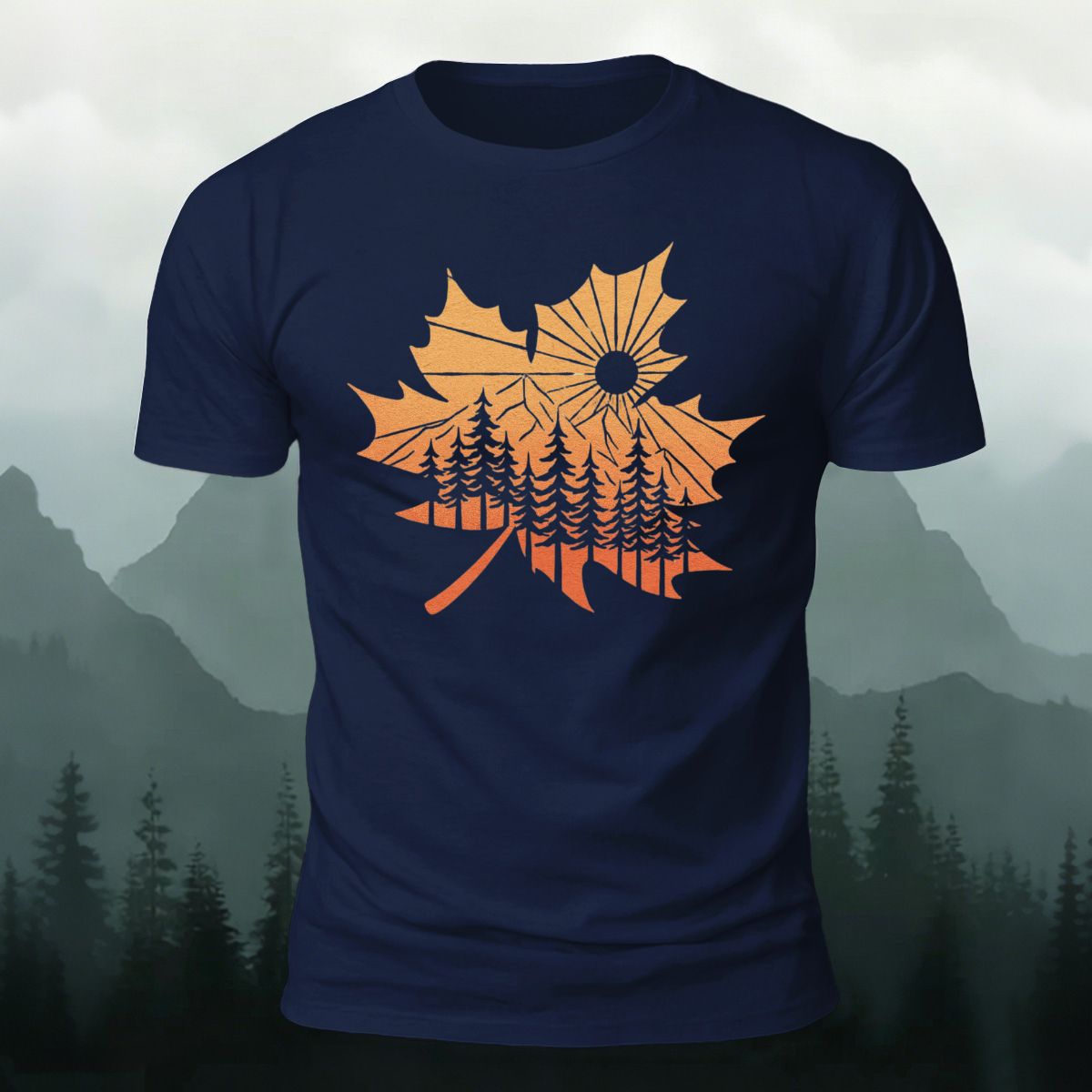Maple Leaf Pattern Premium Cotton T-Shirt