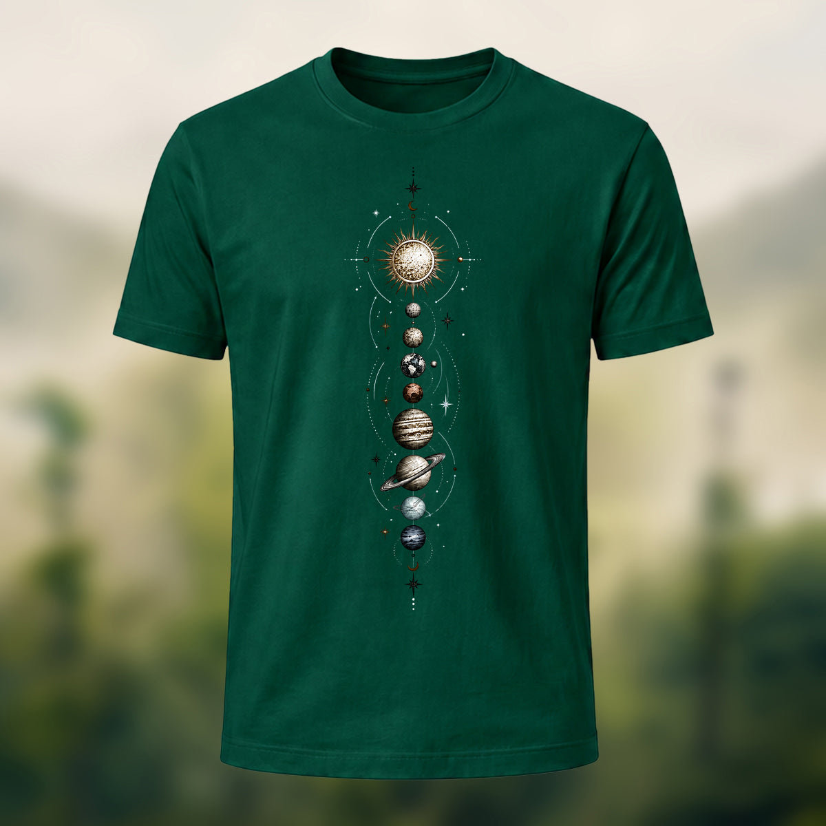 DTG Artistic Solar System Combed Cotton T-Shirt