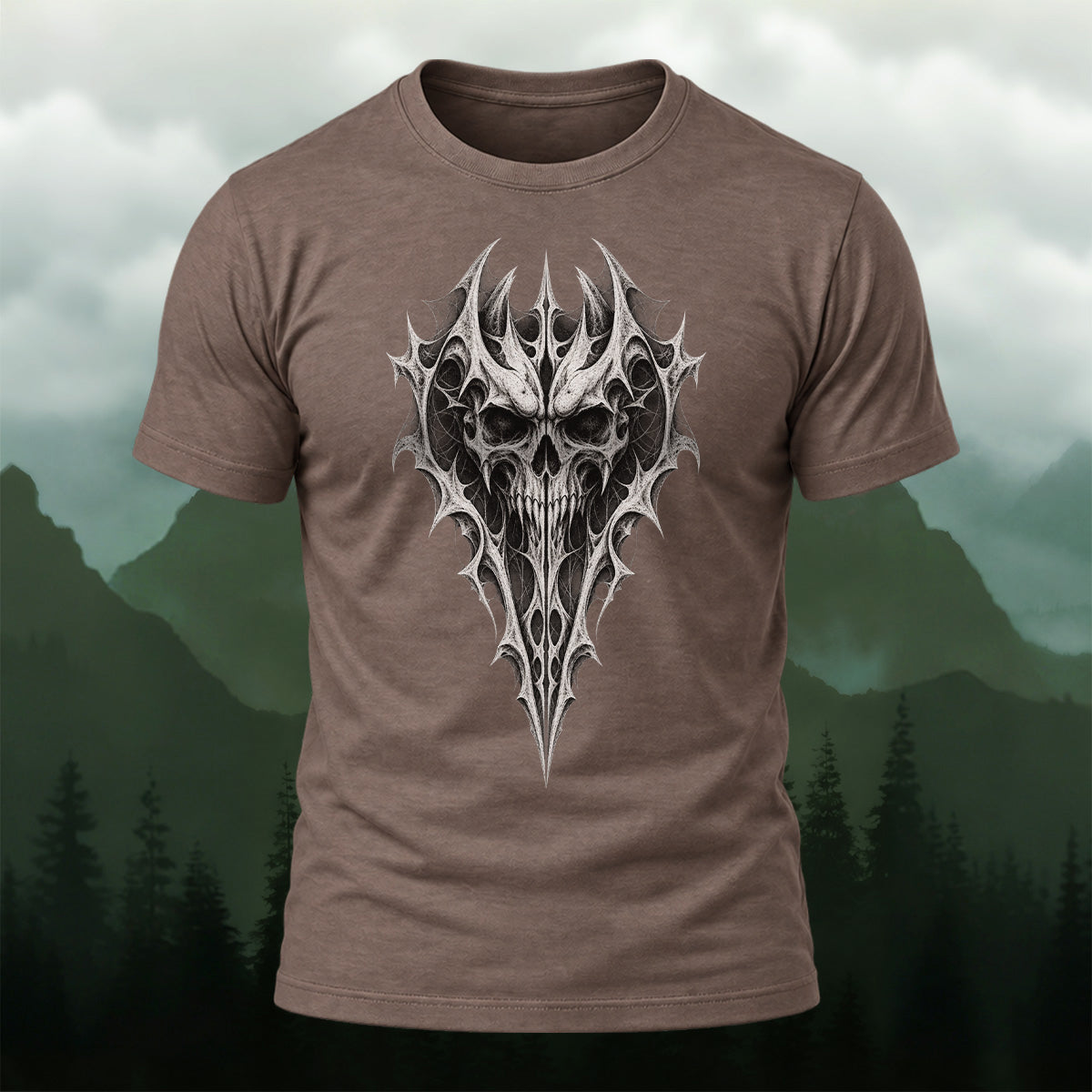 Gothic Spiked Skull Premium Cotton T-Shirt