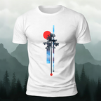 Minimalist Creative Red Sun Print Cotton T-Shirt