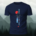 Minimalist Creative Red Sun Print Cotton T-Shirt