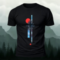 Minimalist Creative Red Sun Print Cotton T-Shirt