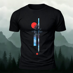 Minimalist Creative Red Sun Print Cotton T-Shirt