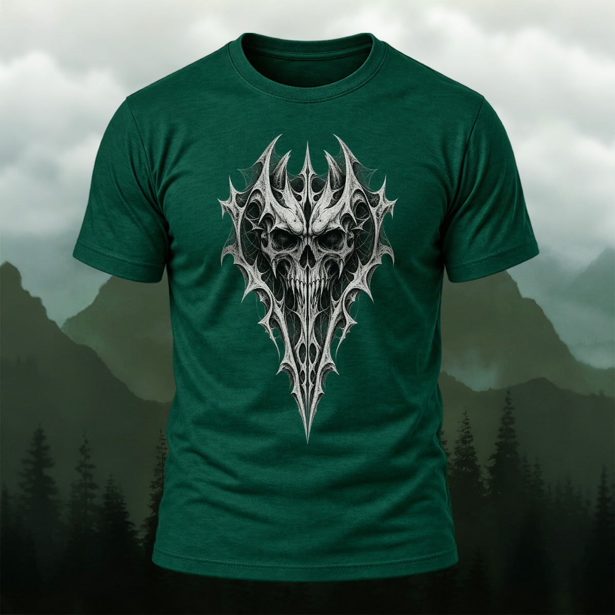 Gothic Spiked Skull Premium Cotton T-Shirt
