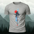 Minimalist Creative Red Sun Print Cotton T-Shirt