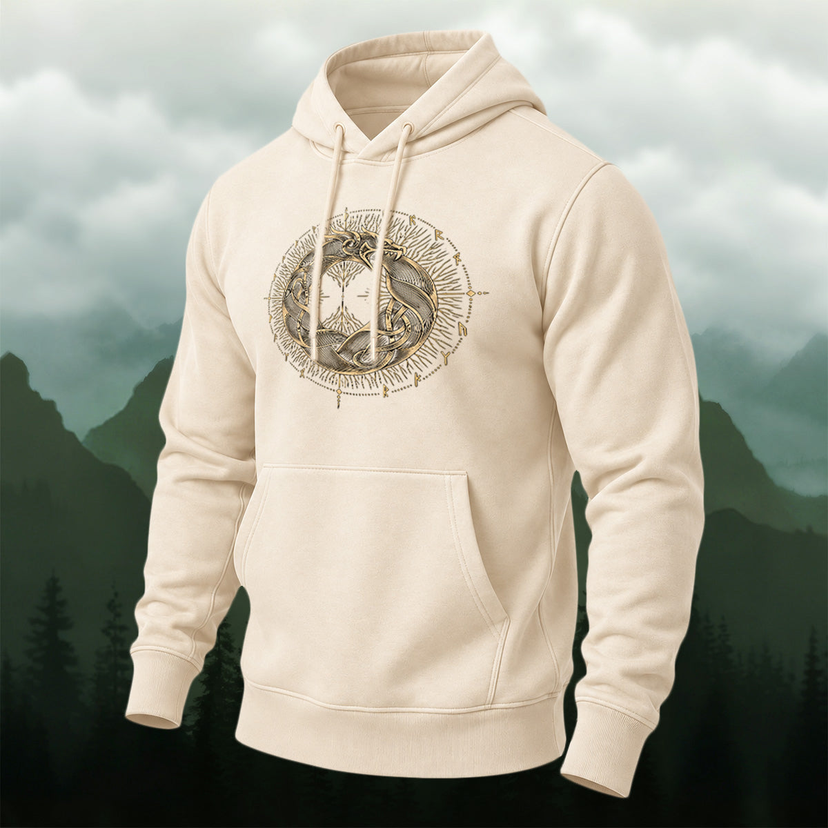 Cotton Made Mystical Viking Dragon Hoodie
