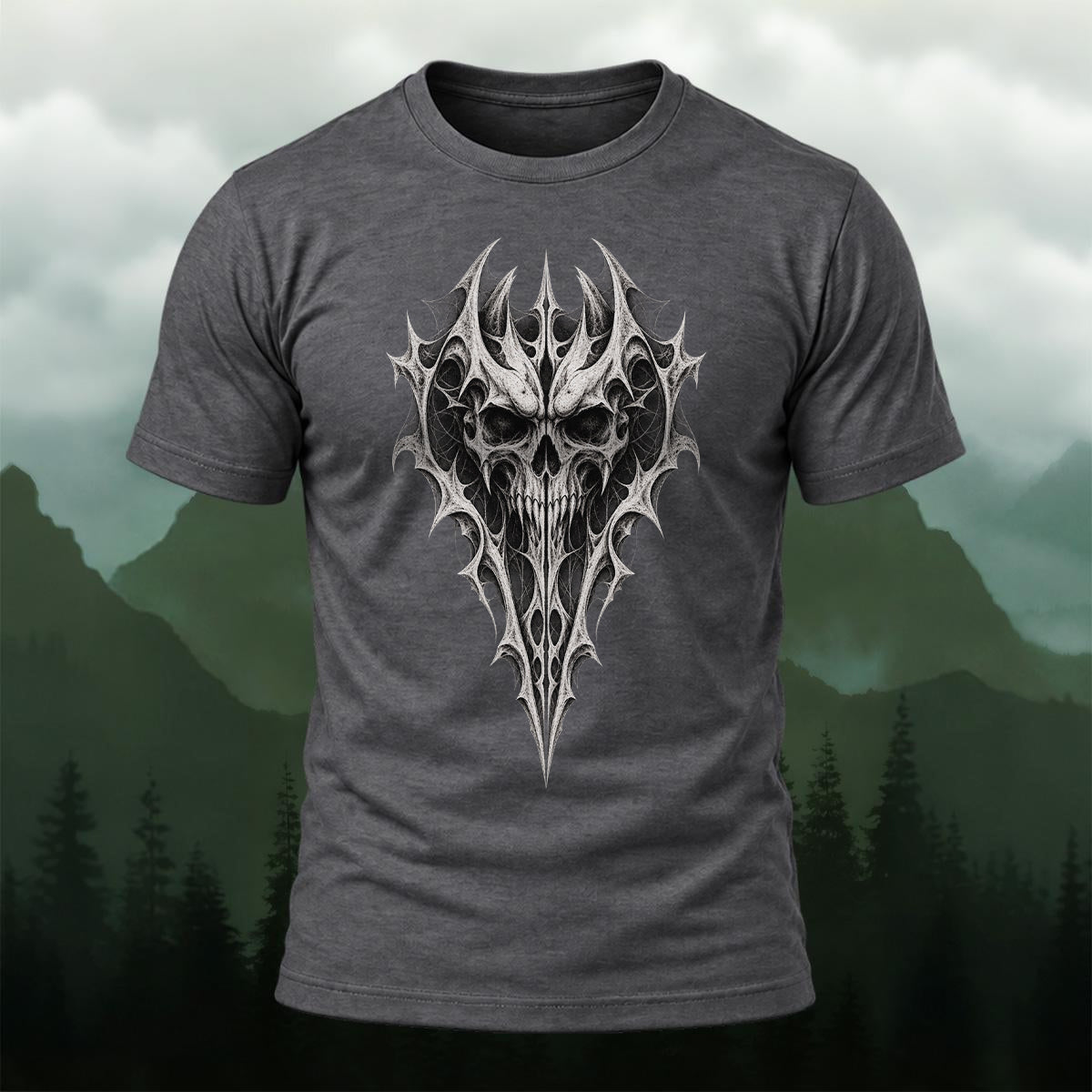 Gothic Spiked Skull Premium Cotton T-Shirt
