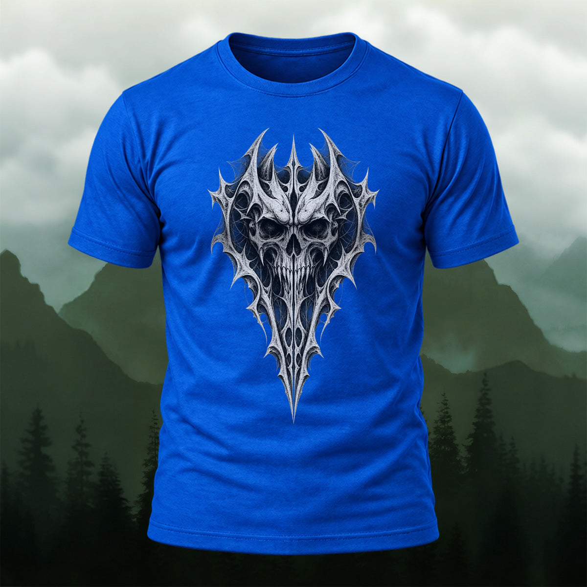 Gothic Spiked Skull Premium Cotton T-Shirt