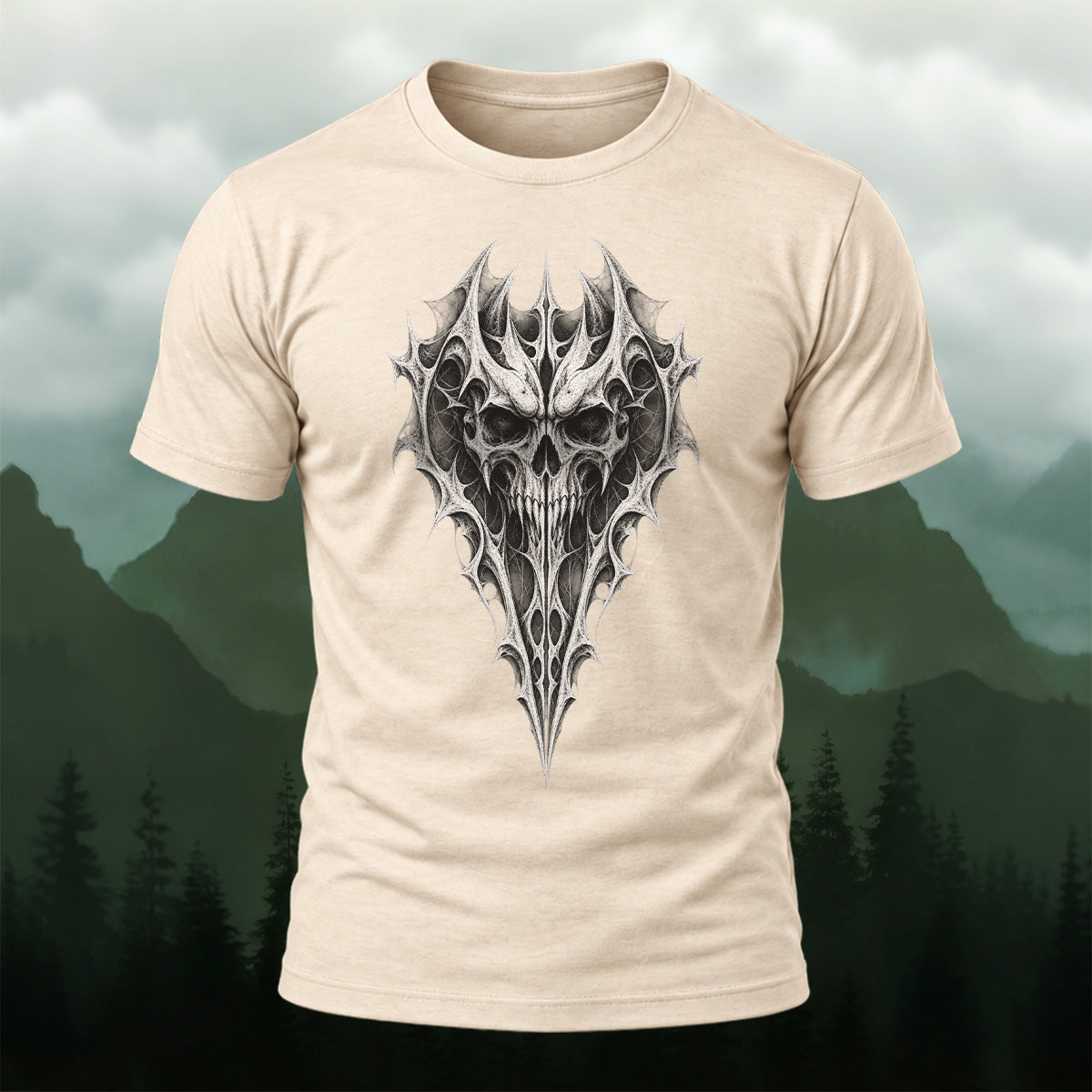 Gothic Spiked Skull Premium Cotton T-Shirt