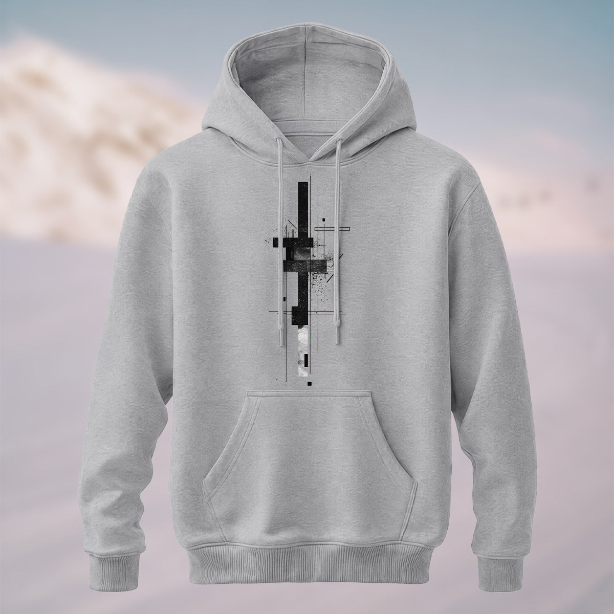Cotton Made Abstract Blueprint Hoodie Heather Grey