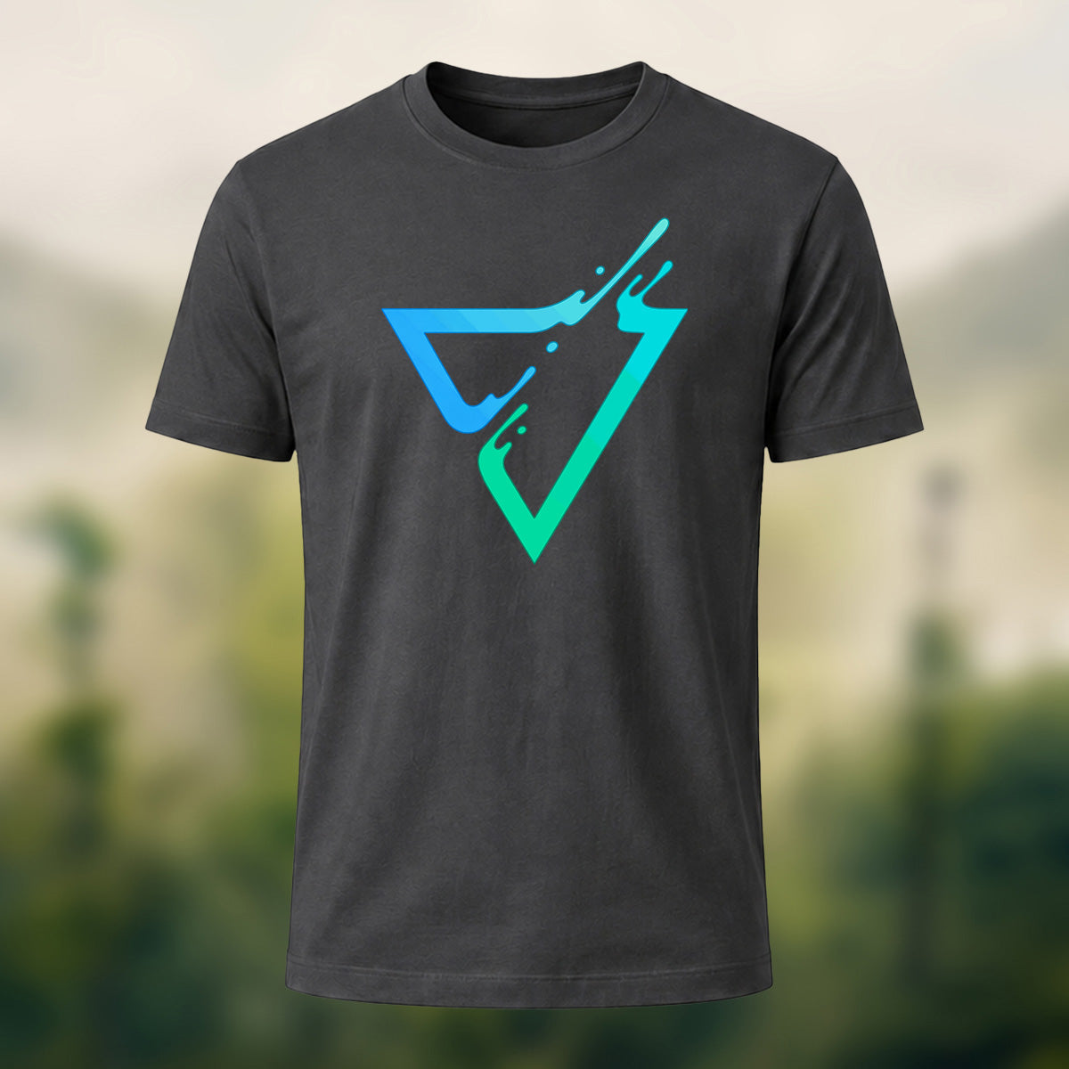 Minimal Triangle Print Soft Cotton T-Shirt Charcoal