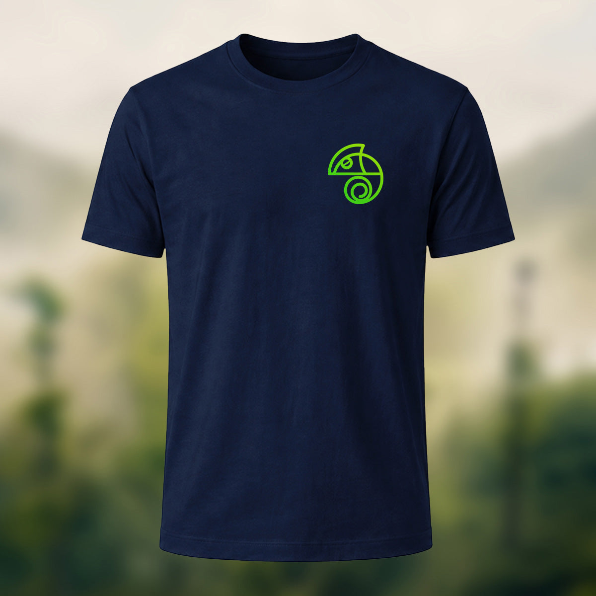 Artistic Abstract Chameleon Soft Cotton T-Shirt Navy