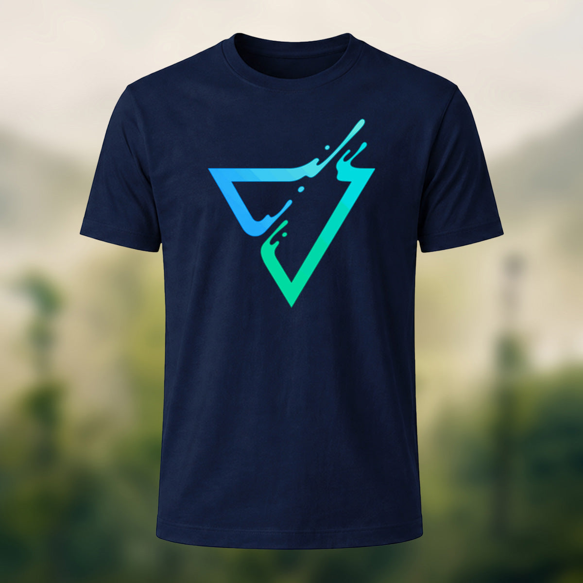 Minimal Triangle Print Soft Cotton T-Shirt Navy