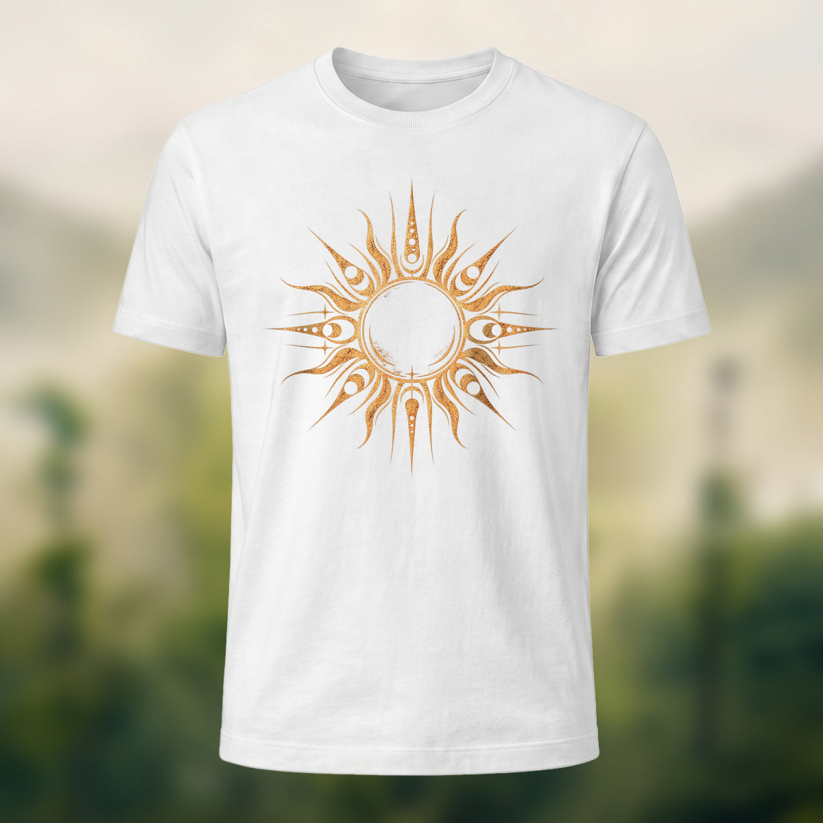 Abstract Sun Print Premium Cotton T-Shirt White
