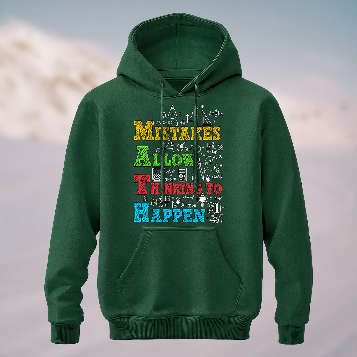 Cotton Made Growth Mindset Math Hoodie Forest Green