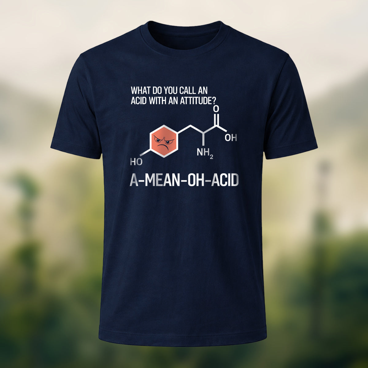 Chemical Reaction Equation Print Soft Cotton T-Shirt Navy