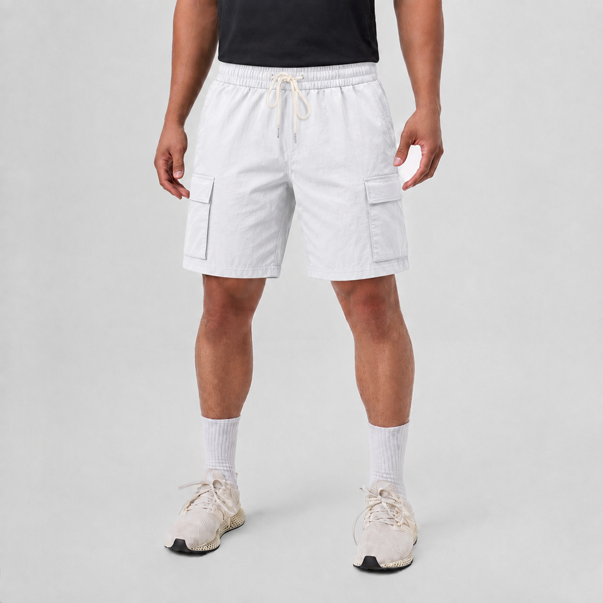 Lightweight Breathable Linen Utility Shorts White
