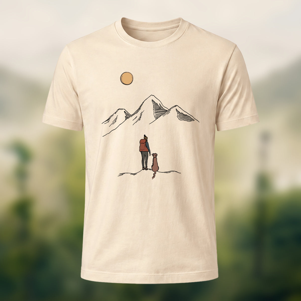 Hiking Buddy Printed Casual Soft Cotton T-Shirt Beige