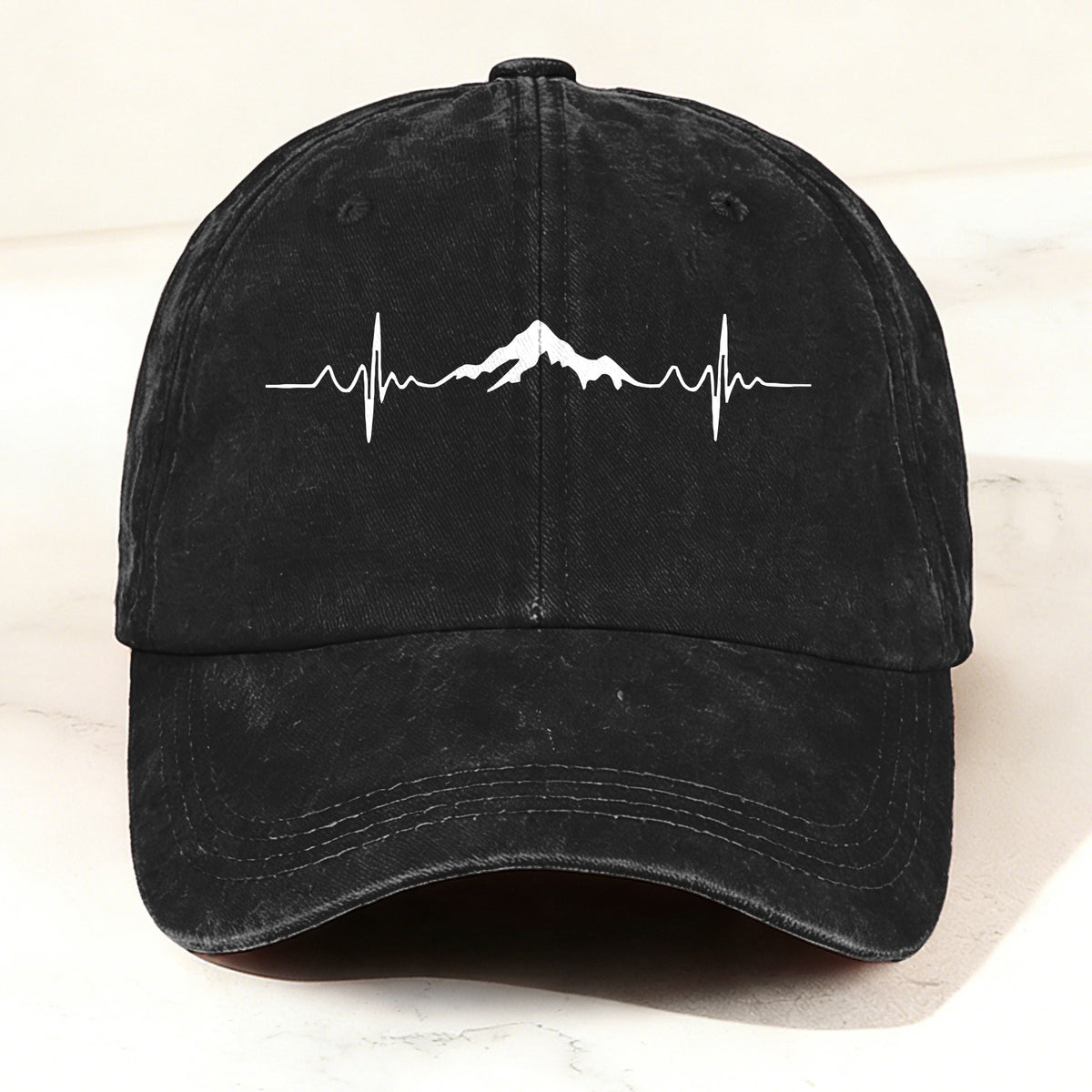 Outdoor Mountain Heartbeat Baseball Cap Black