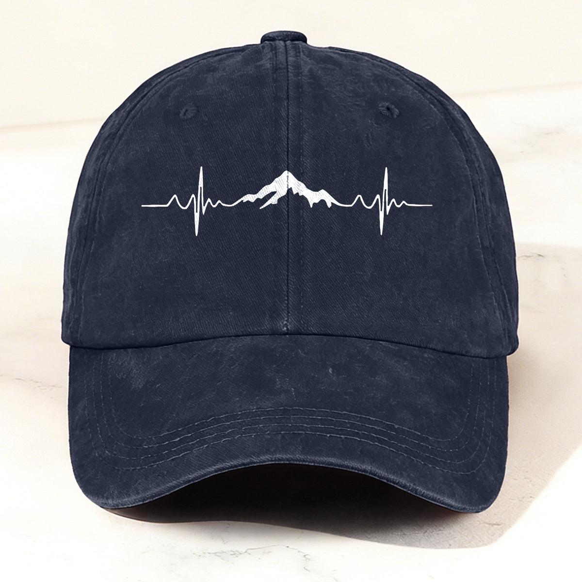 Outdoor Mountain Heartbeat Baseball Cap Navy Blue