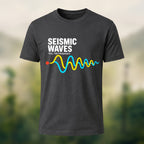 Seismic Waves Print Casual Soft Cotton T-Shirt Charcoal