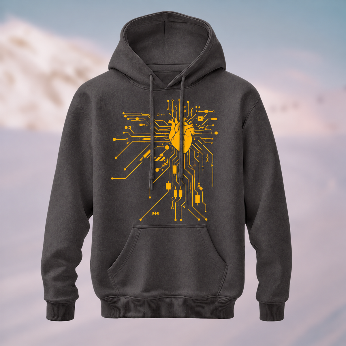 Cotton Made Modern Futuristic Circuit Heart Hoodie Dkgy