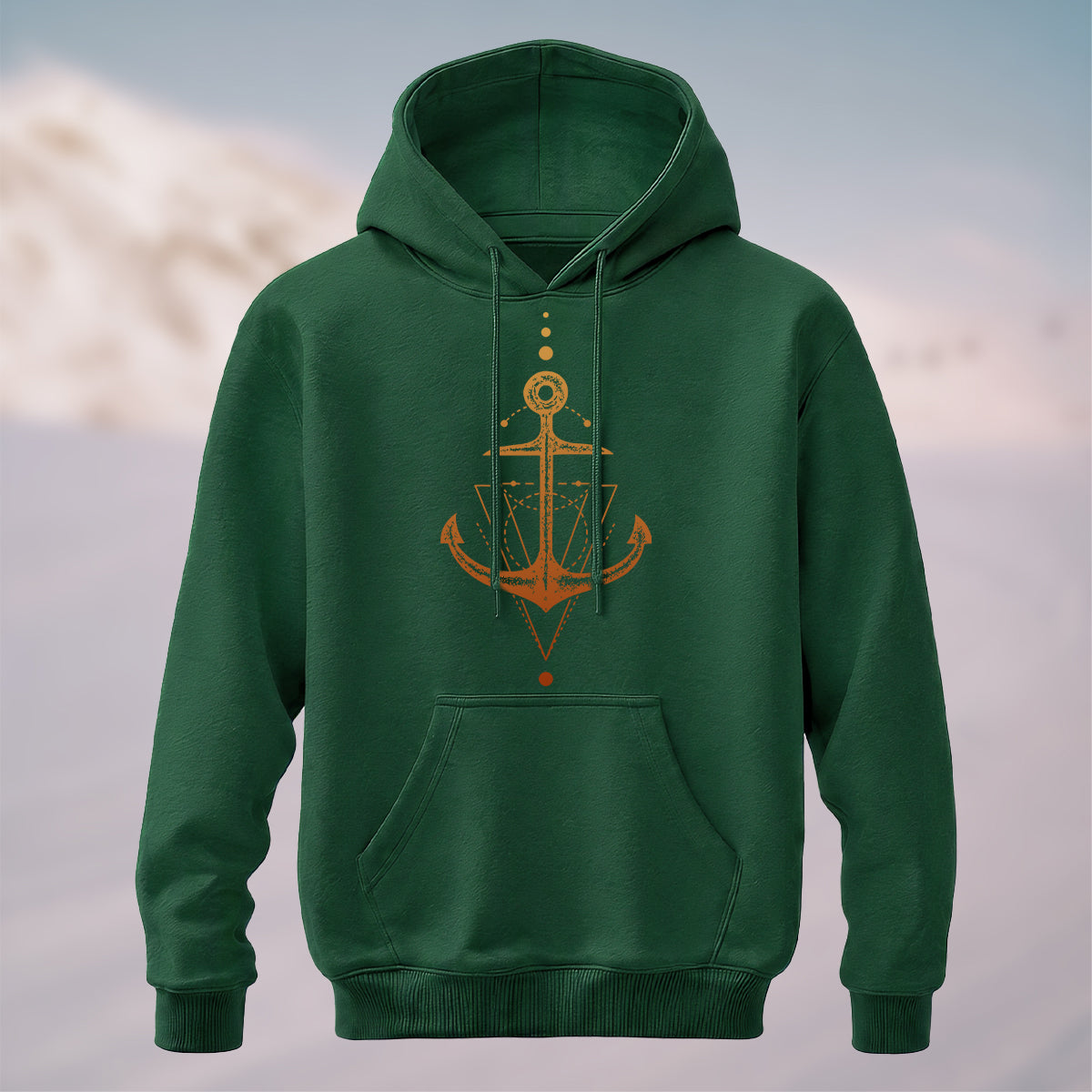 Cotton Made Vintage Anchor Hoodie Forest Green