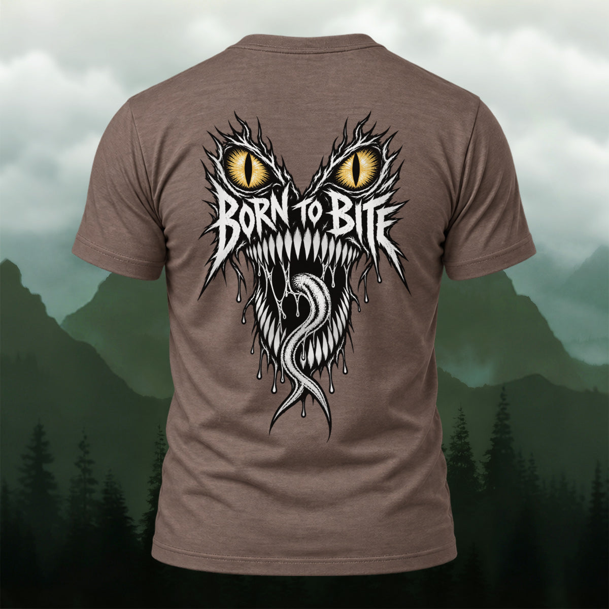 Dark Fierce Beast Combed Cotton T-Shirt Coffee
